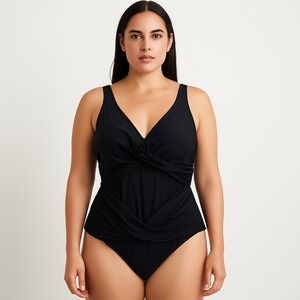 Smismivo‎ Womens Swimsuit Size XL Black One Piece Ruched Cutout Beach Pool Vacay